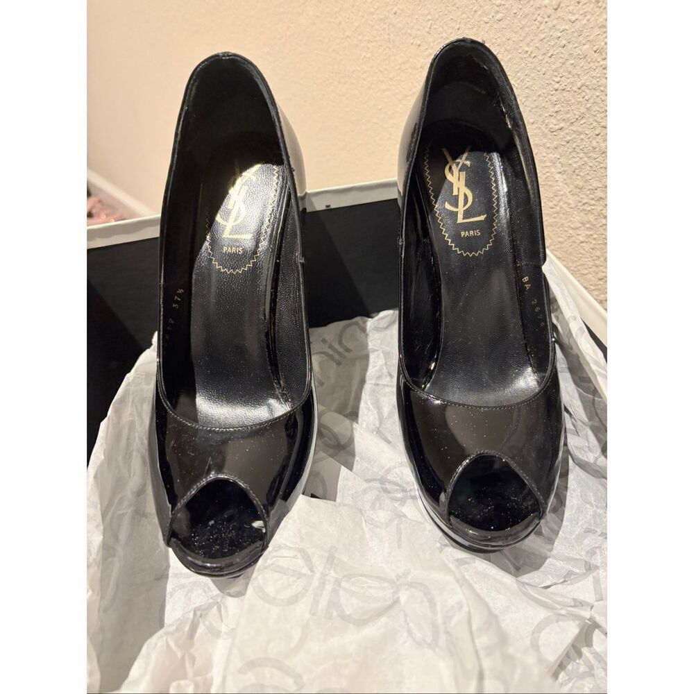 YSL Patent Leather Peep toe Platform Pumps - Picture 3 of 9
